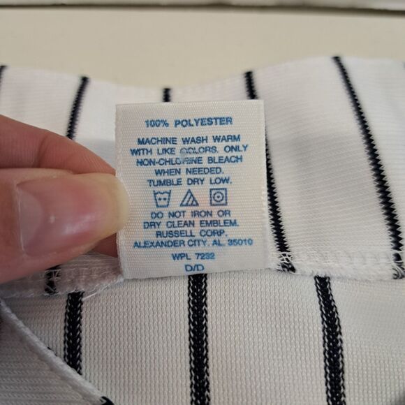 Vintage Russell Athletic New York Yankees Baseball Jersey Men’ 2XL Black Striped - Picture 5 of 7